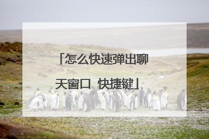 怎么快速弹出聊天窗口 快捷键