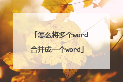 怎么将多个word合并成一个word
