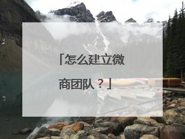 怎么建立微商团队?