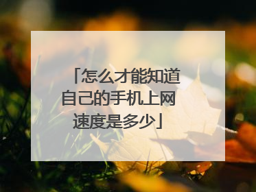 怎么才能知道自己的手机上网速度是多少