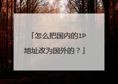 怎么把国内的IP地址改为国外的?