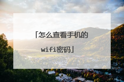 怎么查看手机的wifi密码