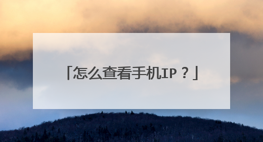 怎么查看手机IP?