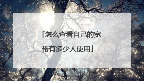 怎么查看自己的宽带有多少人使用