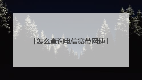 怎么查询电信宽带网速