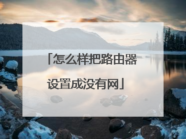 怎么样把路由器设置成没有网