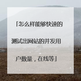 怎么样能够快速的测试出网站的并发用户数量,在线等
