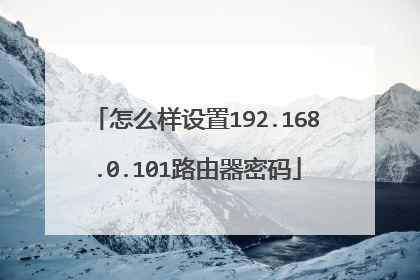 怎么样设置192.168.0.101路由器密码