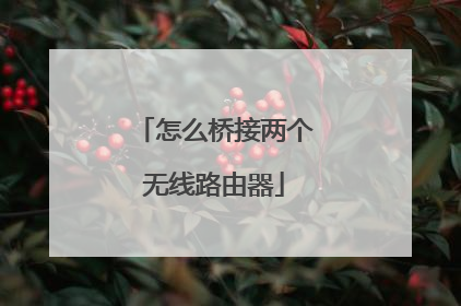 怎么桥接两个无线路由器