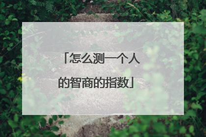 怎么测一个人的智商的指数