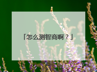 怎么测智商啊?