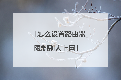怎么设置路由器限制别人上网