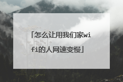 怎么让用我们家wifi的人网速变慢