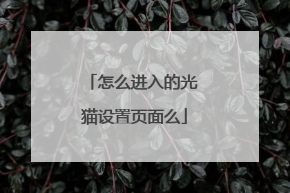 怎么进入的光猫设置页面么