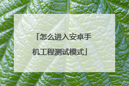 怎么进入安卓手机工程测试模式
