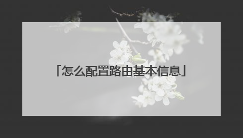 怎么配置路由基本信息