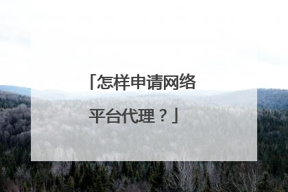 怎样申请网络平台代理？