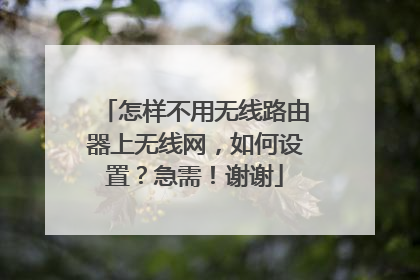 怎样不用无线路由器上无线网,如何设置?急需!谢谢