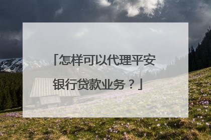 怎样可以代理平安银行贷款业务?