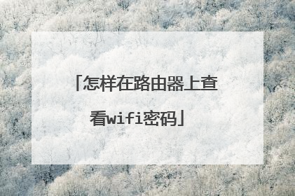 怎样在路由器上查看wifi密码
