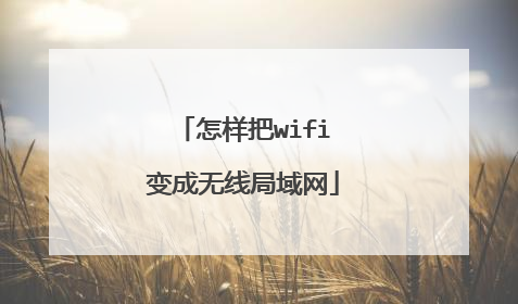 怎样把wifi变成无线局域网