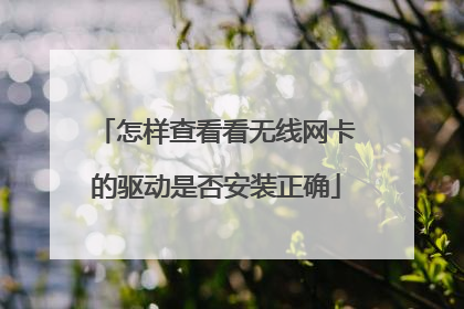 怎样查看看无线网卡的驱动是否安装正确