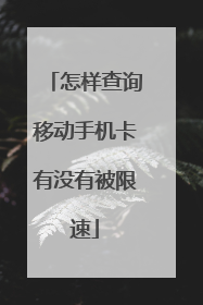 怎样查询移动手机卡有没有被限速
