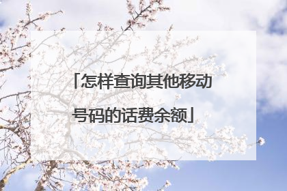 怎样查询其他移动号码的话费余额