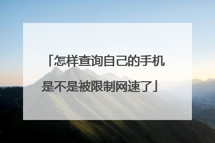 怎样查询自己的手机是不是被限制网速了