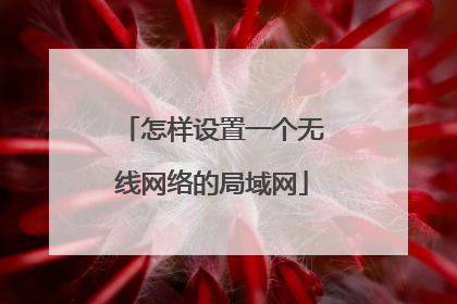 怎样设置一个无线网络的局域网