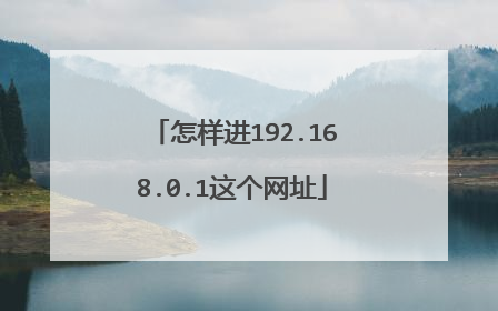 怎样进192.168.0.1这个网址