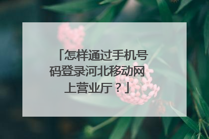 怎样通过手机号码登录河北移动网上营业厅？