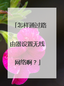 怎样通过路由器设置无线网络啊？