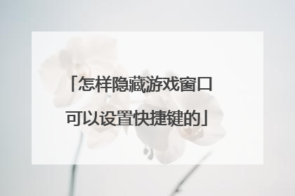 怎样隐藏游戏窗口 可以设置快捷键的