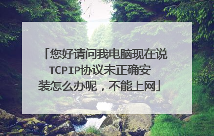 您好请问我电脑现在说TCPIP协议未正确安装怎么办呢,不能上网