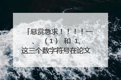 悬赏急求!!!!一、 (1) 和 1、这三个数字符号在论文里哪个优先级最高?