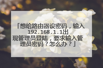 想给路由器设密码,输入192.168.1.1出现管理员登陆,要求输入管理员密码?怎么办?