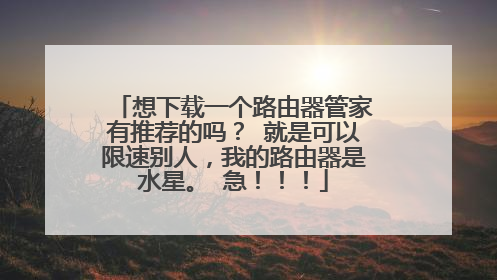 想下载一个路由器管家有推荐的吗？ 就是可以限速别人，我的路由器是水星。 急！！！