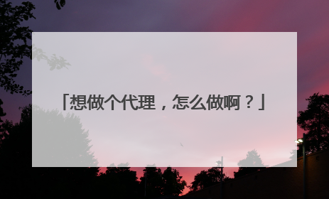 想做个代理，怎么做啊？