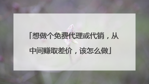 想做个免费代理或代销，从中间赚取差价，该怎么做
