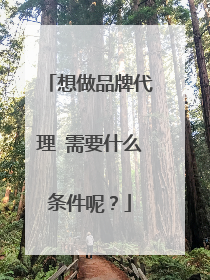 想做品牌代理 需要什么条件呢？