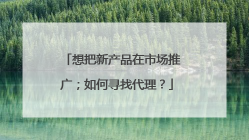 想把新产品在市场推广；如何寻找代理？