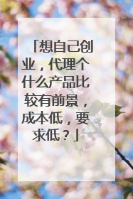 想自己创业，代理个什么产品比较有前景，成本低，要求低？