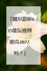 戴尔游匣G15能玩赛博朋克2077吗？