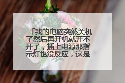 我的电脑突然关机了然后再开机就开不开了,插上电源那指示灯也没反应,这是怎么回事啊