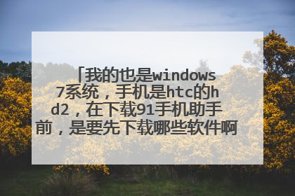我的也是windows7系统，手机是htc的hd2，在下载91手机助手前，是要先下载哪些软件啊，每次都不成功。