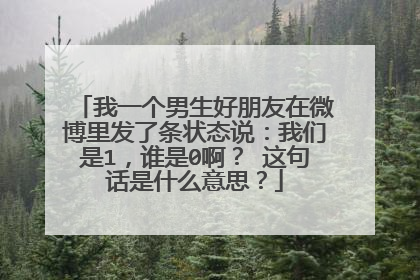 我一个男生好朋友在微博里发了条状态说：我们是1，谁是0啊？ 这句话是什么意思？