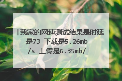 我家的网速测试结果是时延是73 下载是5.26mb/s 上传是6.35mb/s 网络宽带速为42M