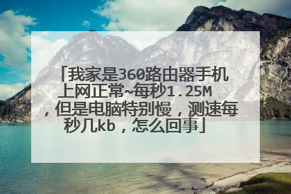 我家是360路由器手机上网正常~每秒1.25M,但是电脑特别慢,测速每秒几kb,怎么回事