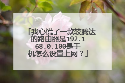 我心慌了一款较腾达的路由器是192.168.0.100是手机怎么设置上网?